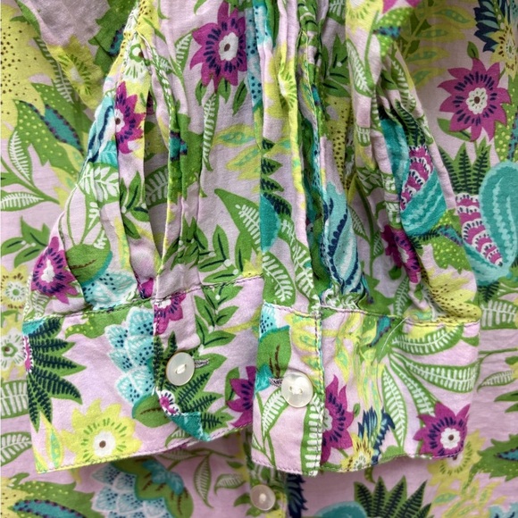 J. Jill Silk Blend Floral Jasmine Whimsical Blooms 
Button-Up Blouse - Picture 6 of 9